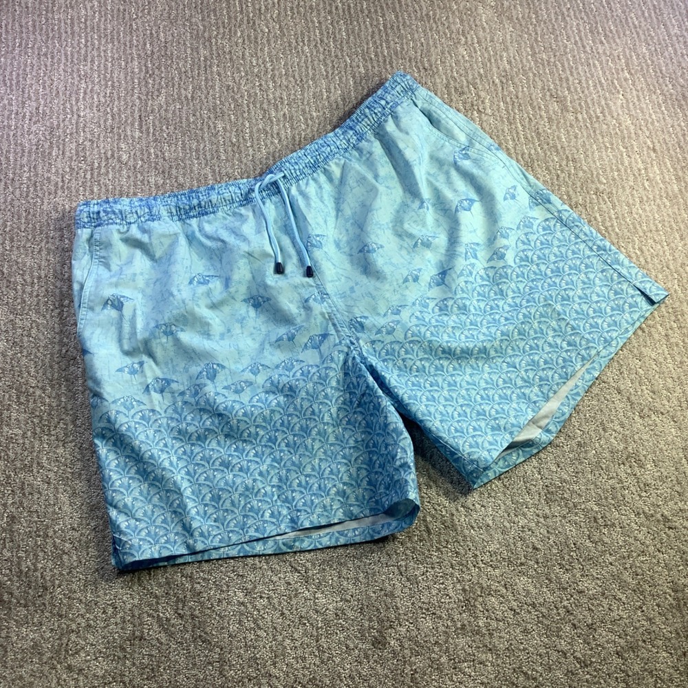 Peter‎ Millar Crown Mens XXL Blue Stingray Print Swim Trunks NWT